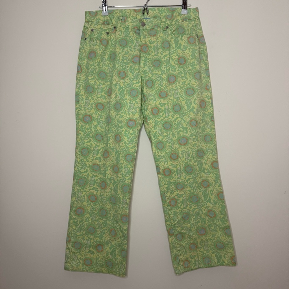 SIGRID OLSEN So Blue Hippie Boho Spring Summer Floral Printed 70s Wide Leg Pants